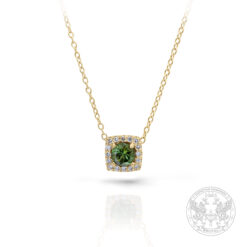 Златен медальон с централен Турмалин и странични Диаманти BR7693