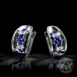 Обеци с диаманти и сапфир
