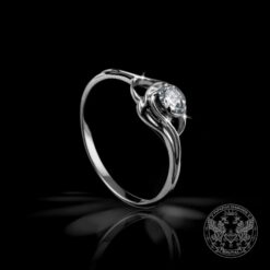 Годежен пръстен от бяло злато с диамант