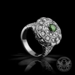 Alternative view of Дамски пръстен с централен зелен диамант и брилянти BR9991