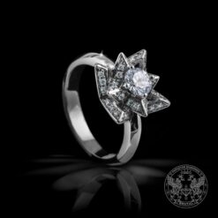 Годежен пръстен от бяло злато с диаманти