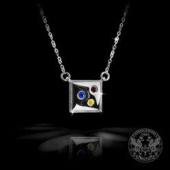 Златен медальон с диамант, рубин и сапфир