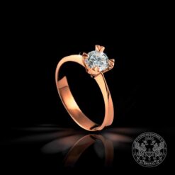 Годежен пръстен от розово злато с диамант