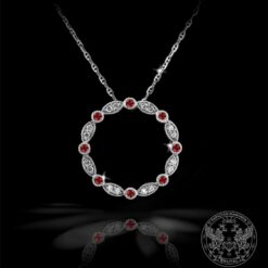 Медальон с диаманти и рубини / 14K white gold