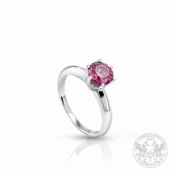 Златен пръстен с централен розов Диамант - 0.77