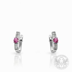 Обеци - бяло злато с Гранати - 0,46 ct. и Диаманти