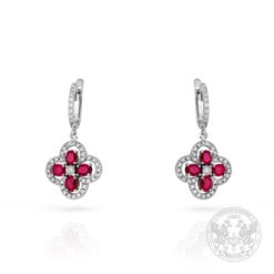 Бяло злато обеци с Рубини - 5.65 ct. и Диаманти - 0.80