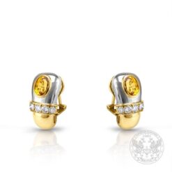 Обеци бяло и жълто злато с жълти Сапфири и Диаманти