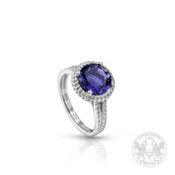 Пръстен в бяло злато с Иолит и орнаменти BR9706