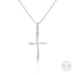 Стилен Кръст  бяло злато с Диаманти BR6375