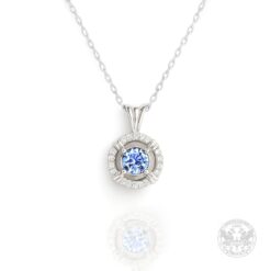 Златен медальон с централен Сапфир – 0.30ct. и странични Диаманти – 0.12ct.