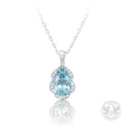 Изящен дамски медальон с Аквамарин и брилянти BR5191