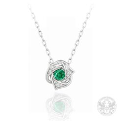 Медальон бяло злато с Цаворит и Диаманти -BR2639