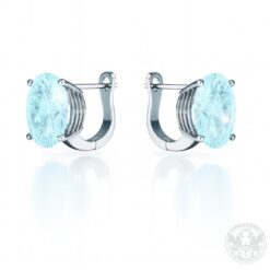 Обеци бяло злато с Аквамарини -BR3174