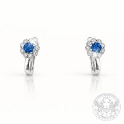 Уникални дамски обеци със сини диаманти централно разположени 0,31к